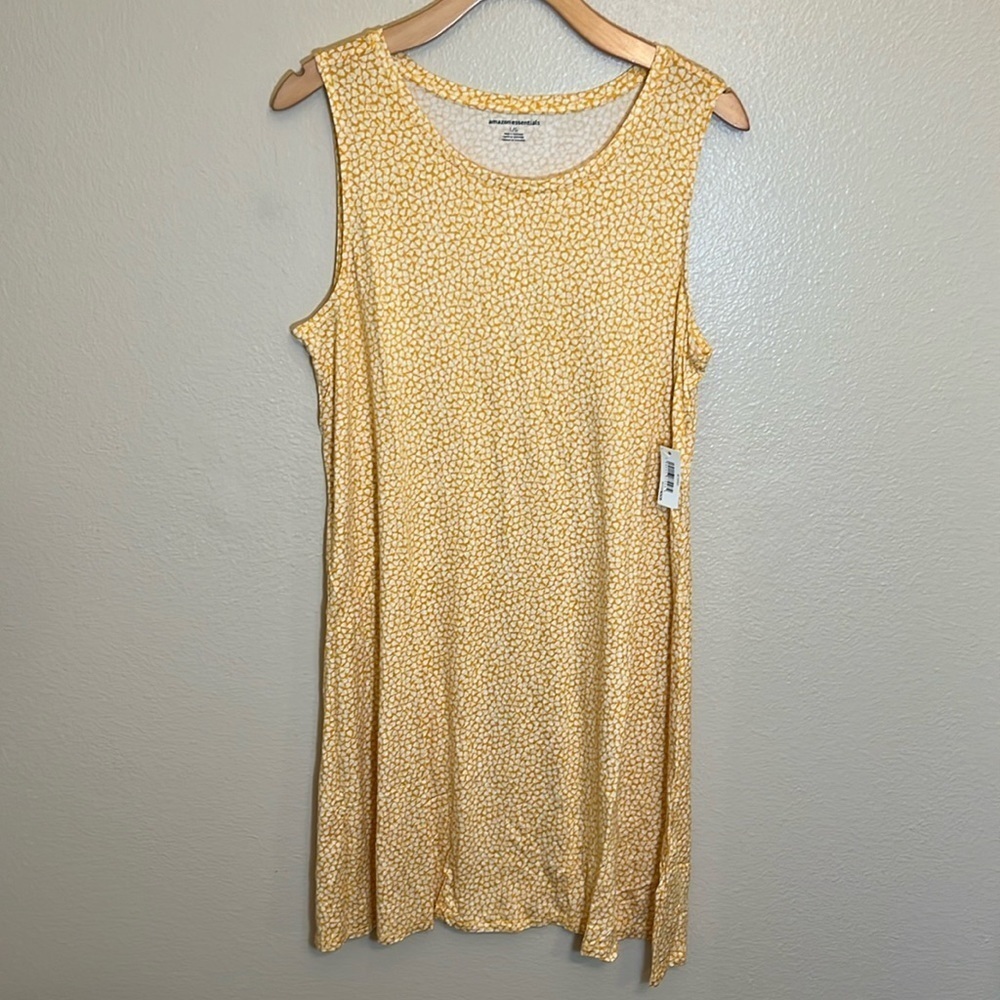 NWT Amazon Essentials Yellow Tulips Tank Swing Dress - Picture 2 of 12